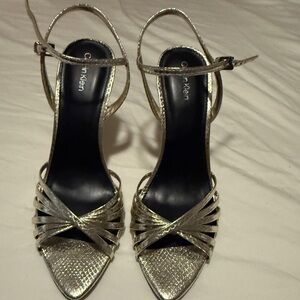 Calvin Klein Daniella Strappy Pointed-Toe Sandals - Gold